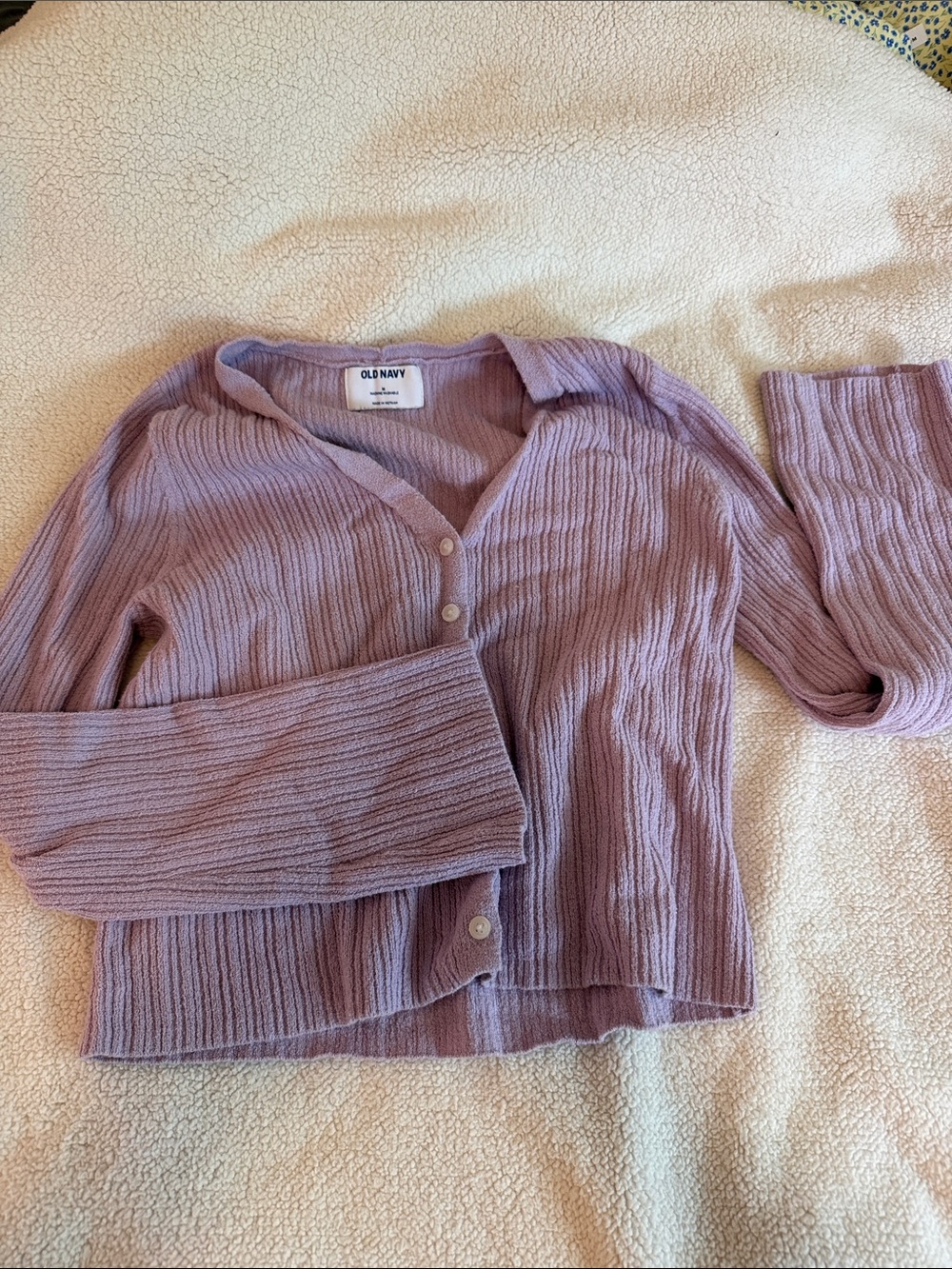 Old Navy Lavender Ribbed Button Cardigan